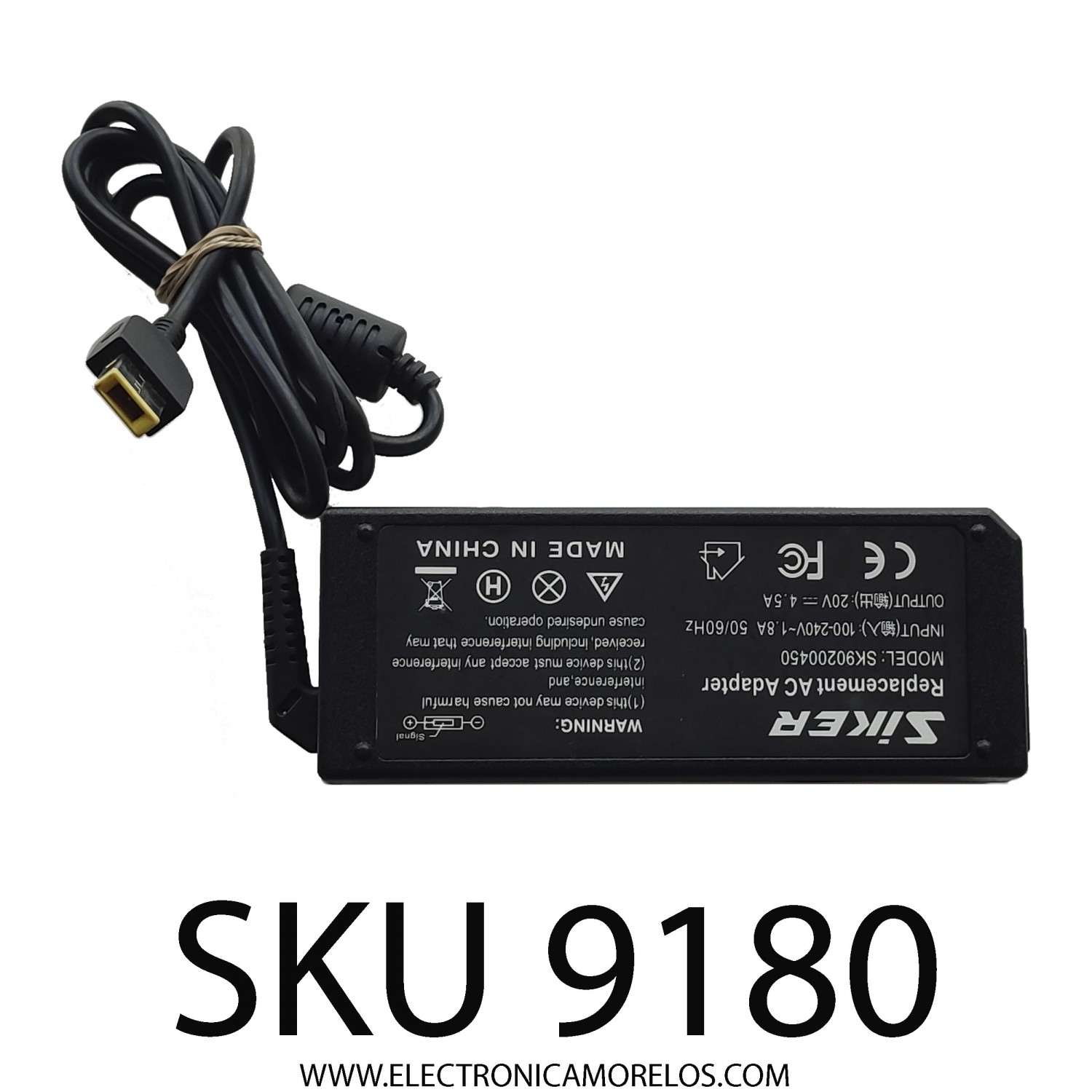 ADAPTAOR AC SIKER / NUMERO DE PARTE SK90200450 / INPUT: 100-240 VAC - 1.8A 50/60HZ / OUTPUT: 20 VDC - 4.5A	